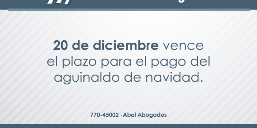 Aguinaldo debe ser pagado hasta el 20 de diciembre